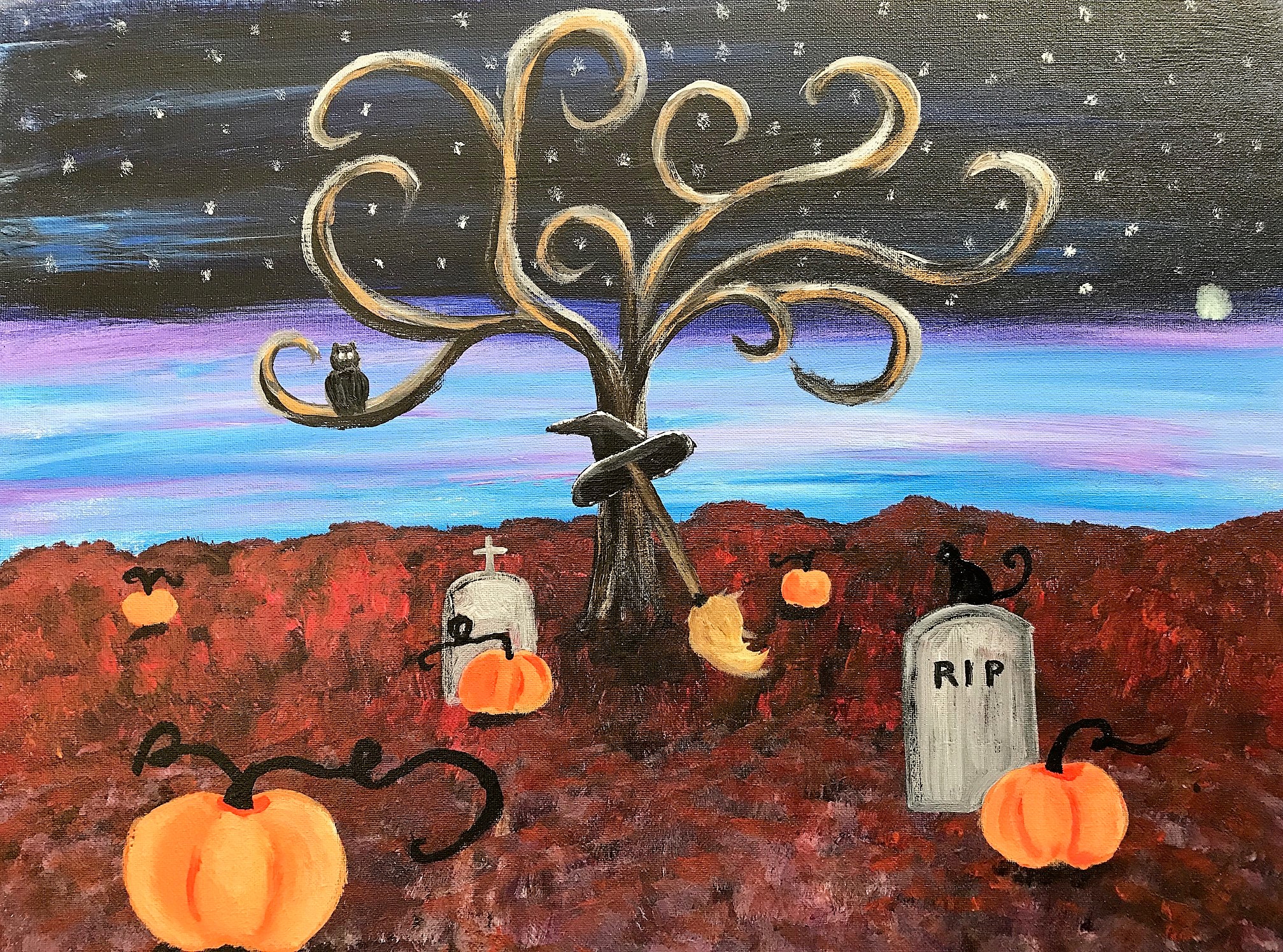 Spooky Tree Early Bird 10 Off 2 Hour Painting Class The Art Bistro
